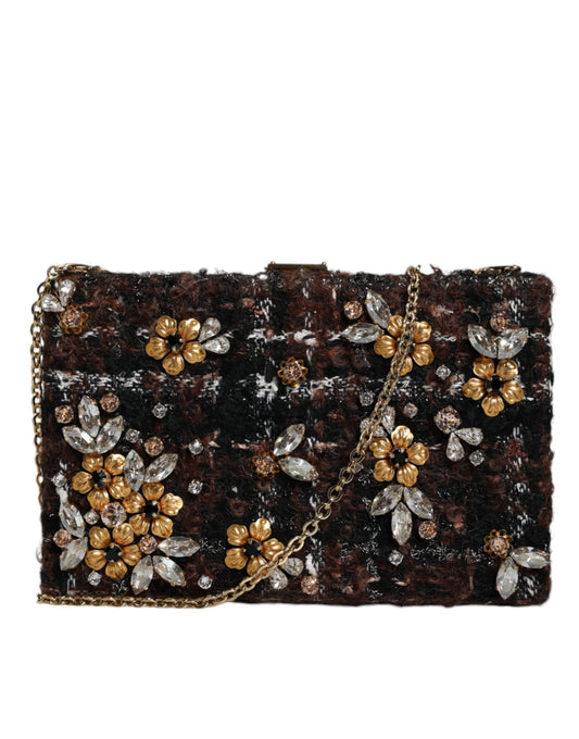 Bolso de mano de tweed multicolor con diseño floral, para fiesta de noche, tipo bandolera