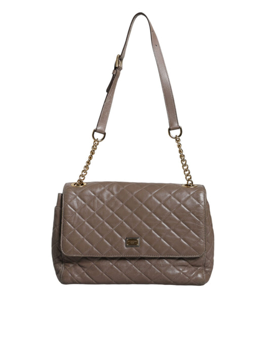 Bolso bandolera tipo cartera de piel acolchada marrón