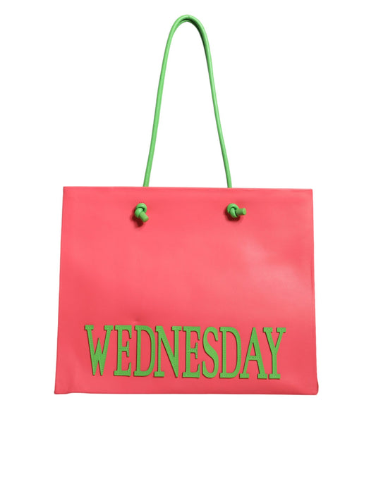 Bolsa de compras de cuero rosa para el fin de semana y los miércoles