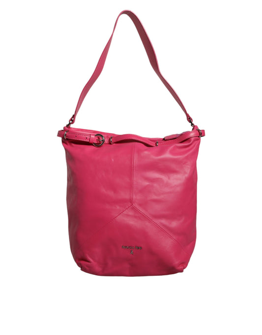 Bolso de mano tipo bandolera de piel color rosa fucsia