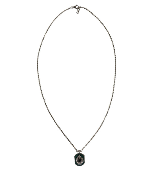 Collar con colgante de gemas y logotipo en plata de ley 925