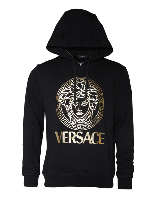 Sudadera tipo suéter con capucha y estampado de Medusa en algodón negro