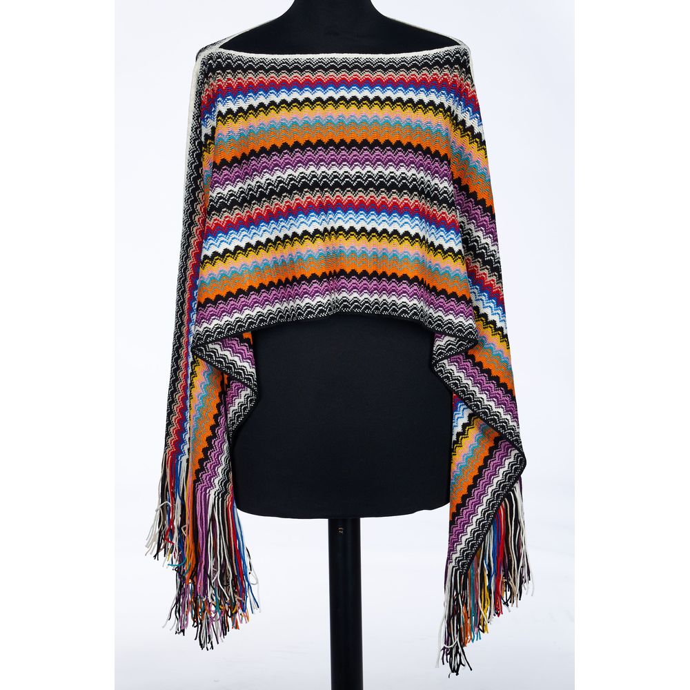 Mehrfarbiger Wollponcho