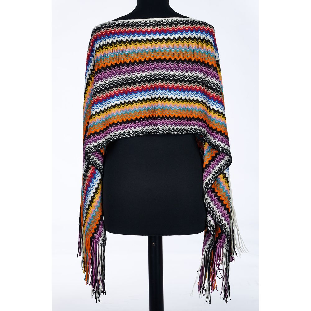 Mehrfarbiger Wollponcho