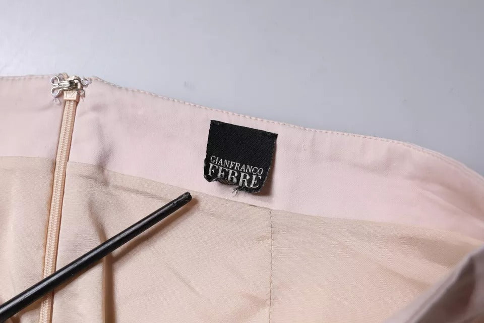 Beiger Bleistiftrock aus Baumwollstretch mit mittelhoher Taille