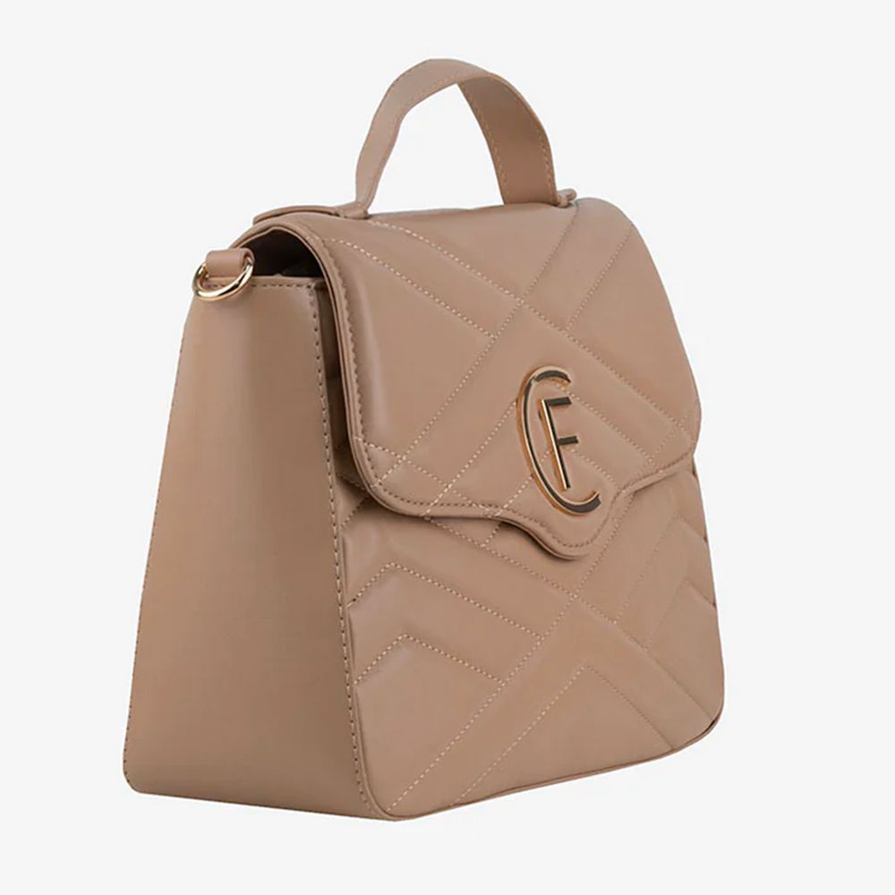 Bolso bandolera de piel sintética color beige