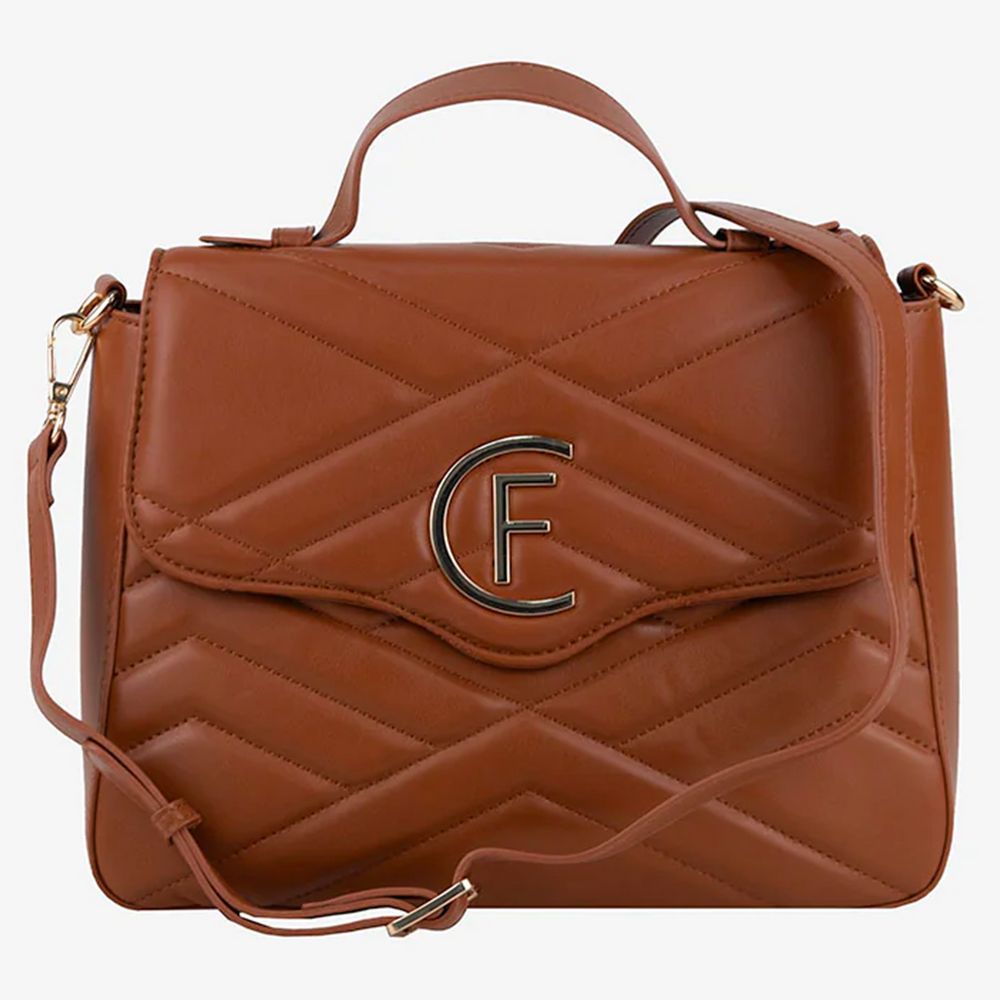 Bolso bandolera de piel sintética marrón