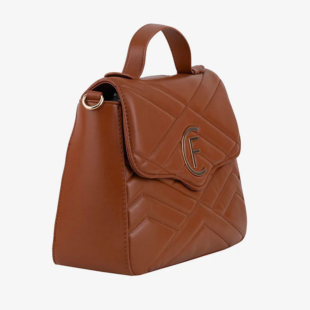 Bolso bandolera de piel sintética marrón