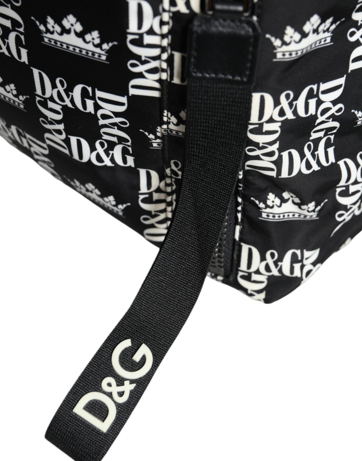 Mochila de nailon con logotipo de la corona DG en blanco y negro