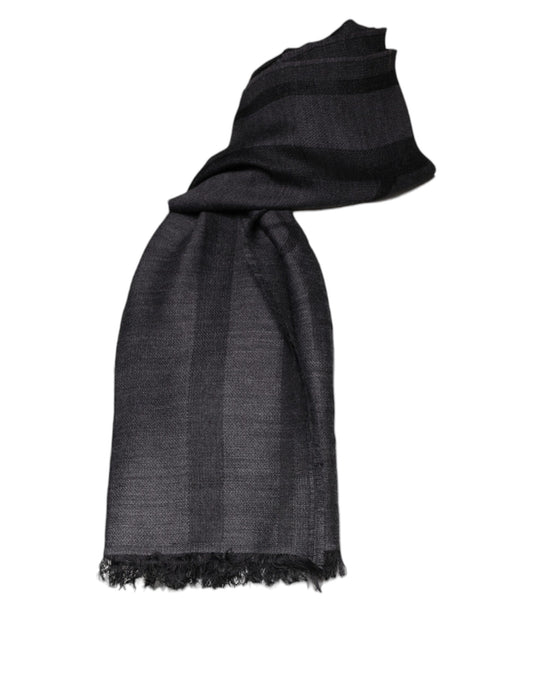 Bufanda estampada tipo foulard de viscosa y lana de color gris oscuro
