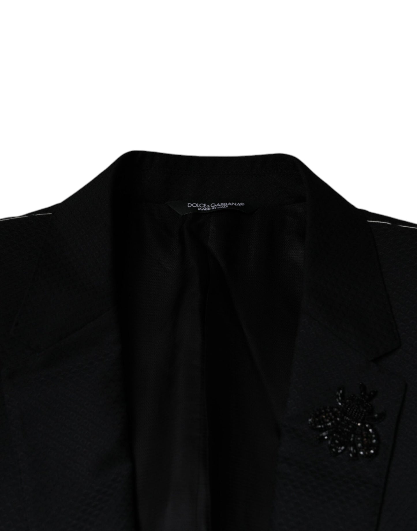 Schwarzer einreihiger Blazer mit MARTINI-Bienenmuster