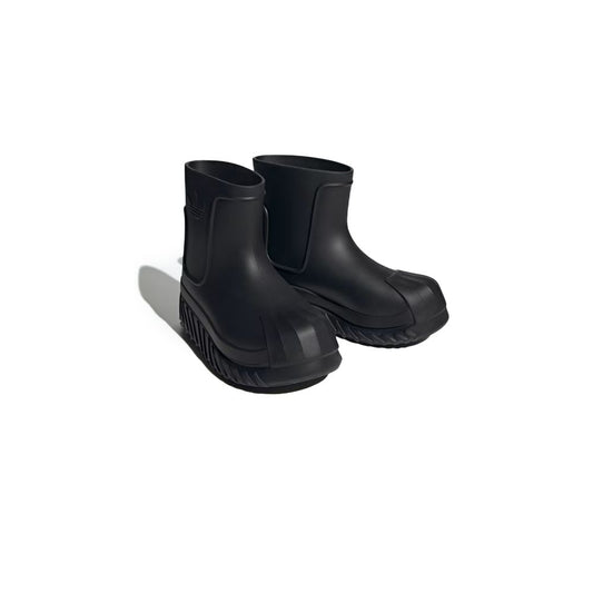 Schwarzer Stiefel aus synthetischem Material