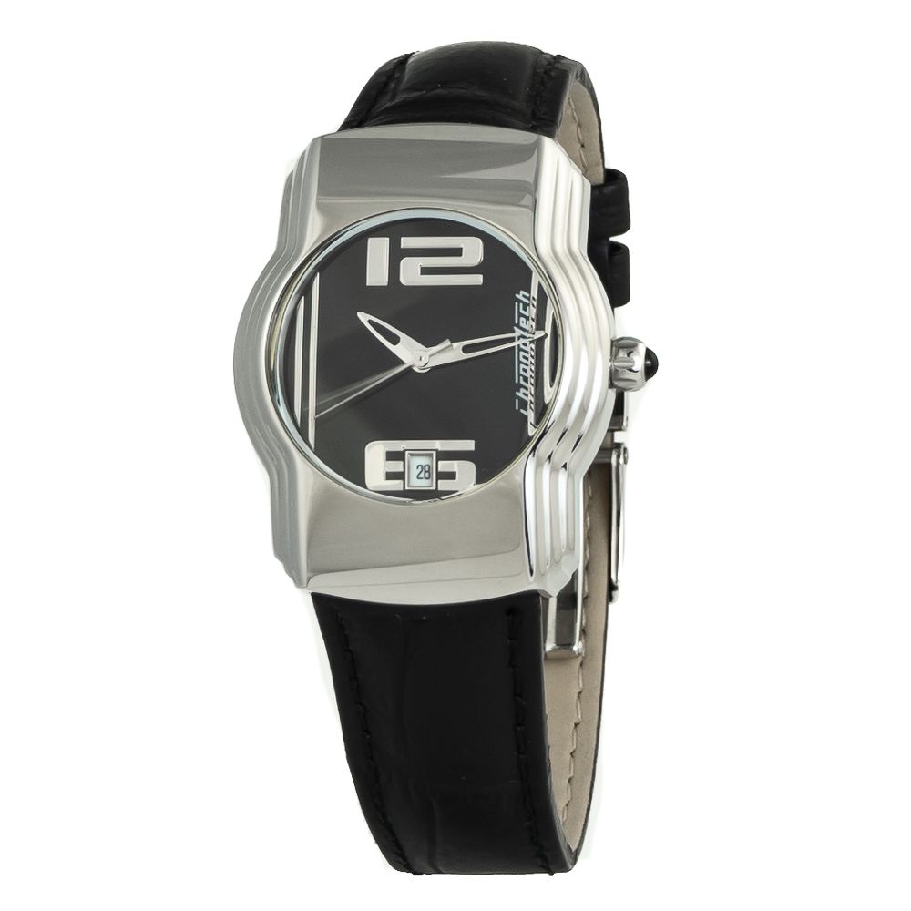 Black Leather Dress Watch