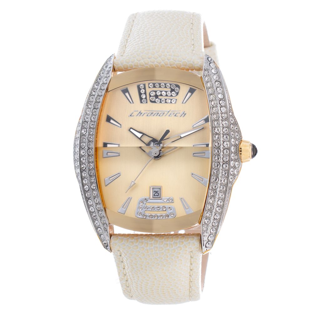 Beige Leather Dress Watch