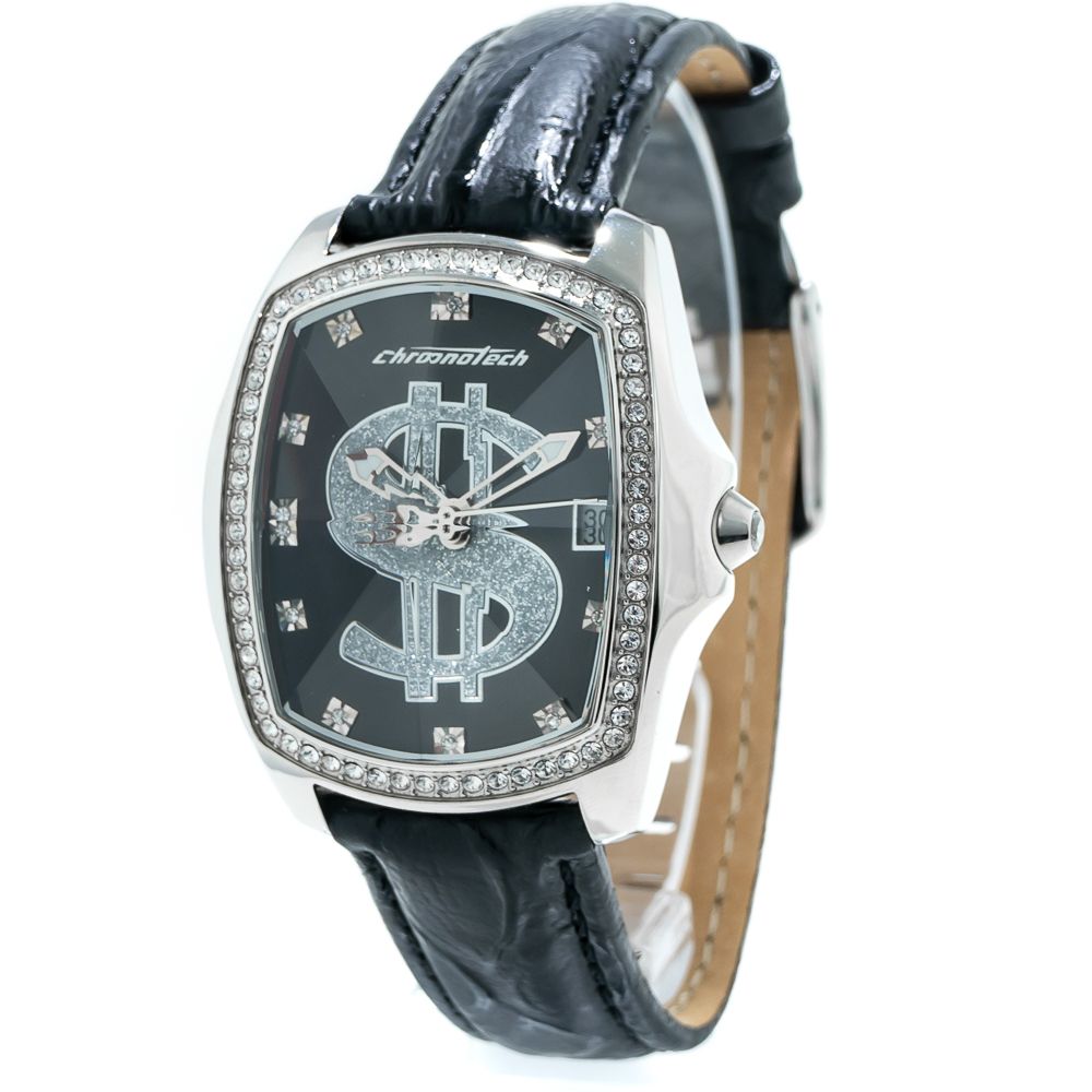 Black Leather Dress Watch