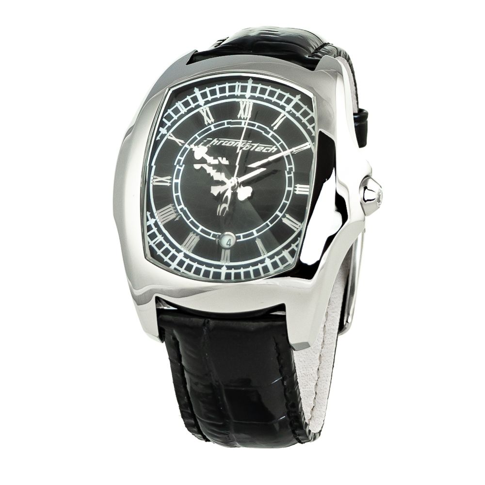 Black Leather Dress Watch