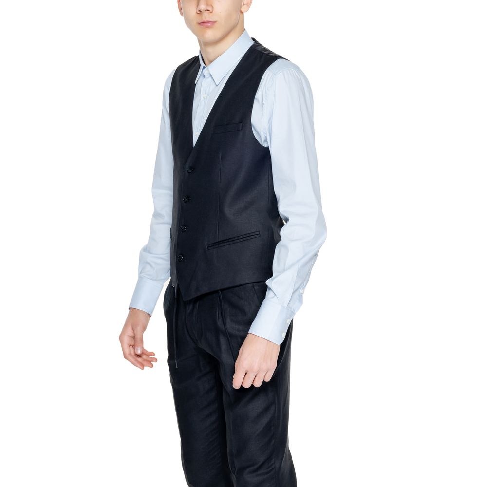 Black Linen Waistcoat