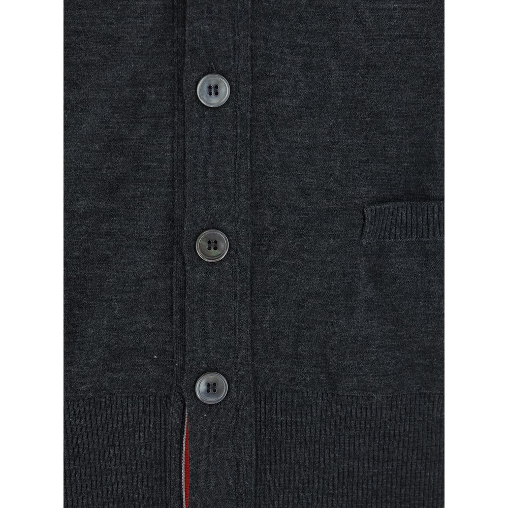 Gray Fleece Wool Cardigan