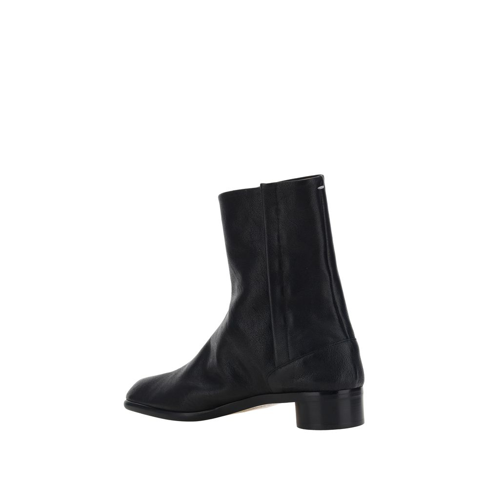Black Camel Hair Flat Boots