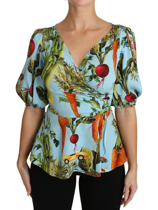 Extravagancia de tops de seda con estampados vegetales