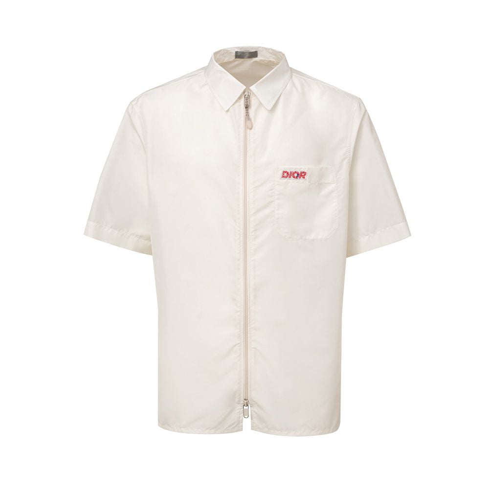 White Polyester Shortsleeve Shirt