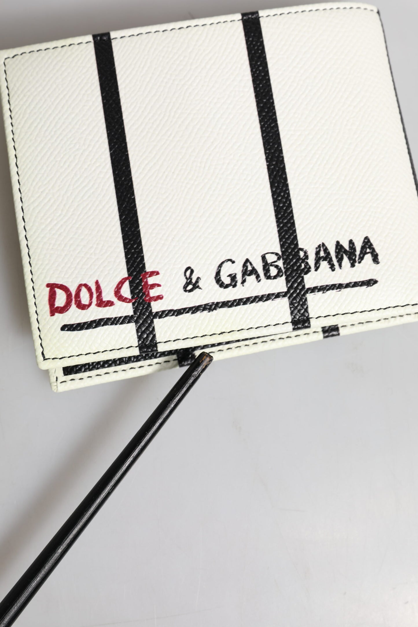 White Leather DG Crown Royals Bifold Card Holder Wallet