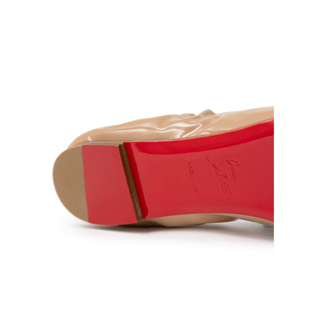 Beige Patent Leather Ballet Flats