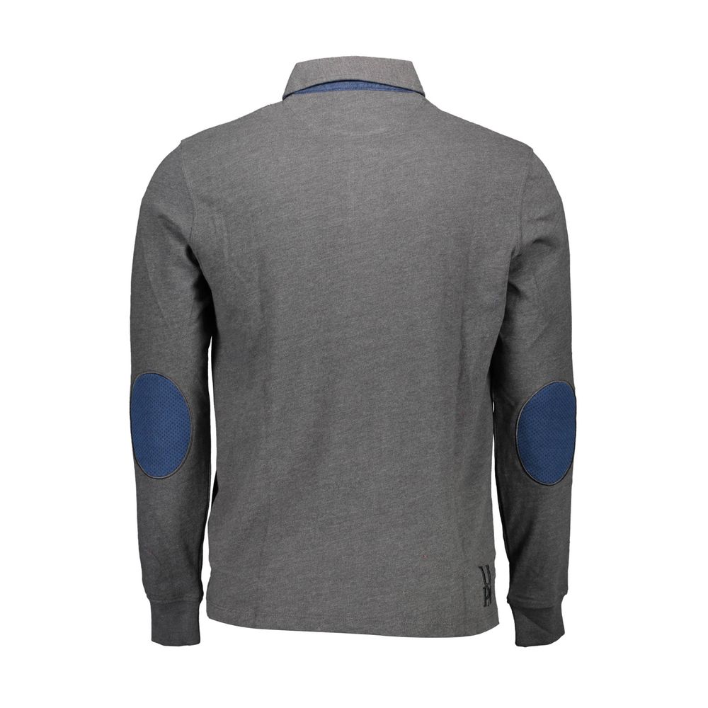 Gray Cotton Men Polo Shirt