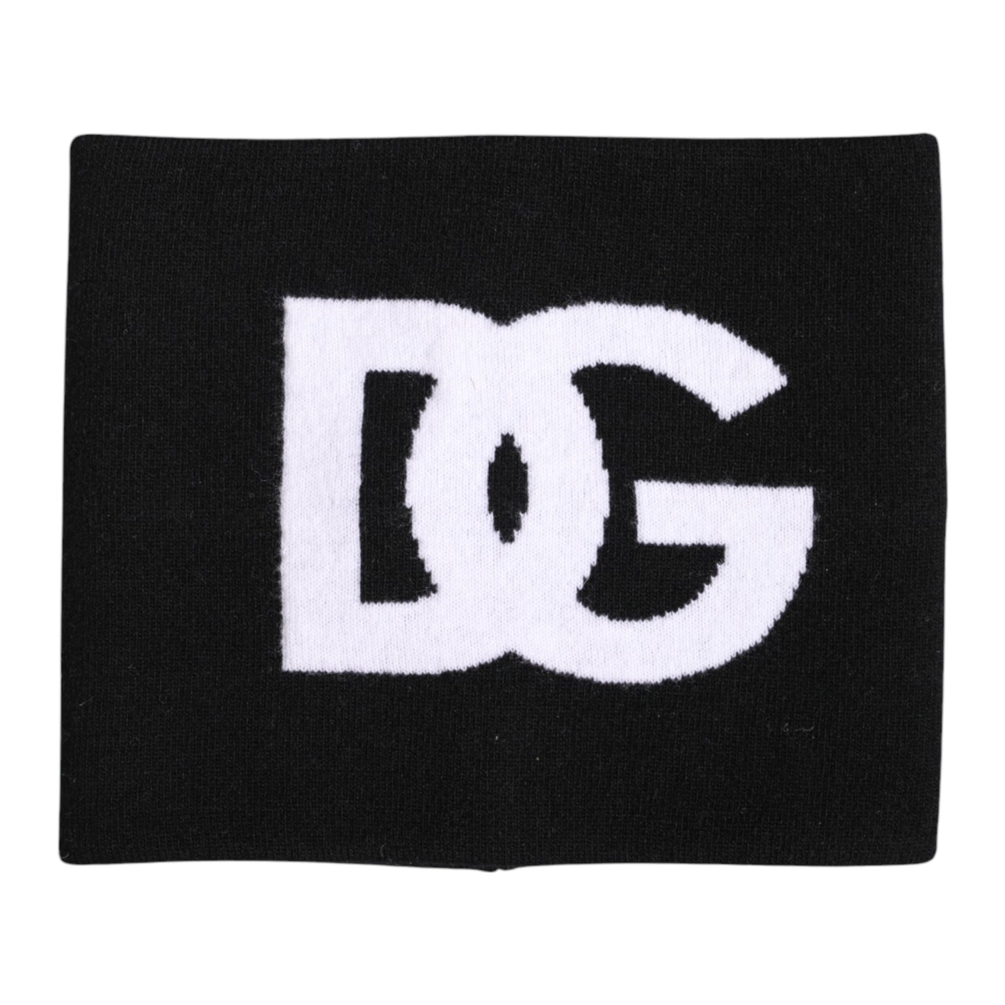 Black White Logo Print Knitted Neck Warmer Scarf
