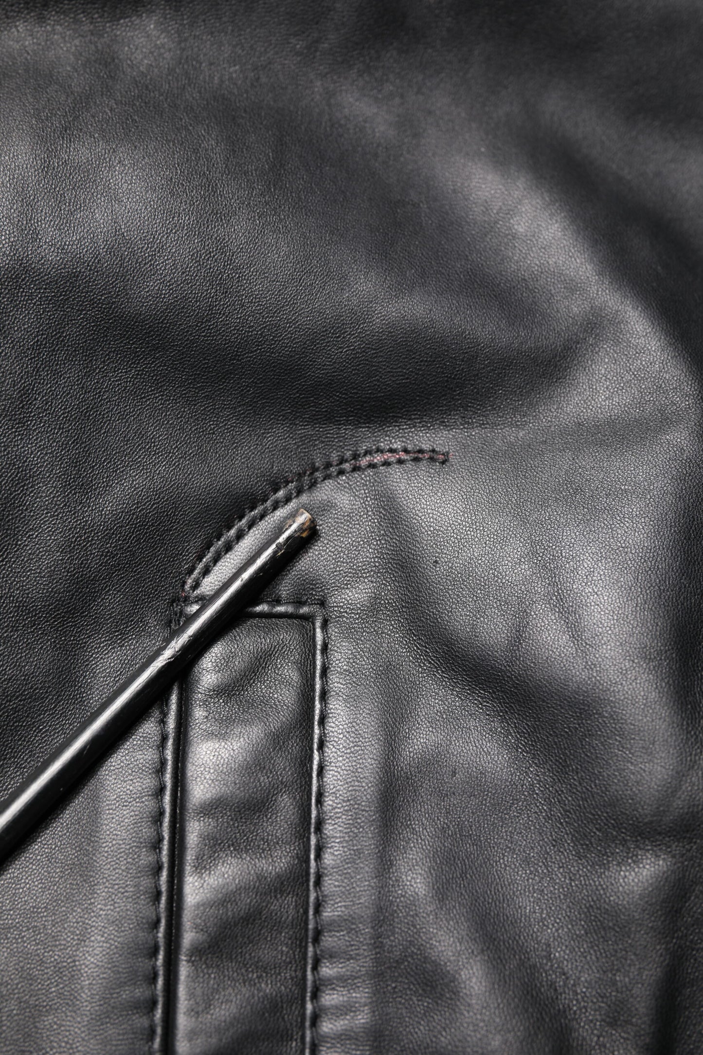 Black Lambskin Leather Full Zip Biker Jacket