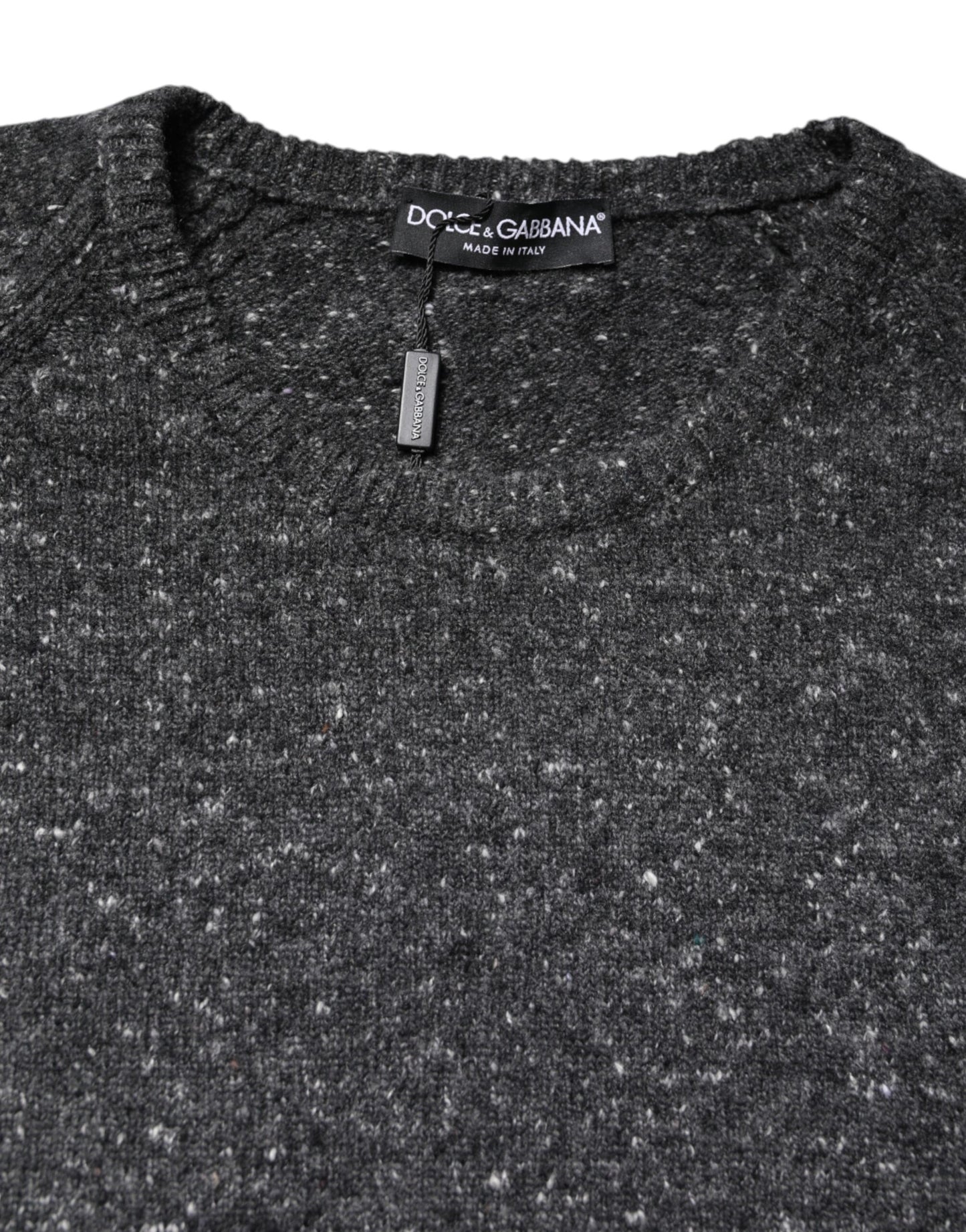 Gray Wool Knitted Round Neck Pullover Sweater