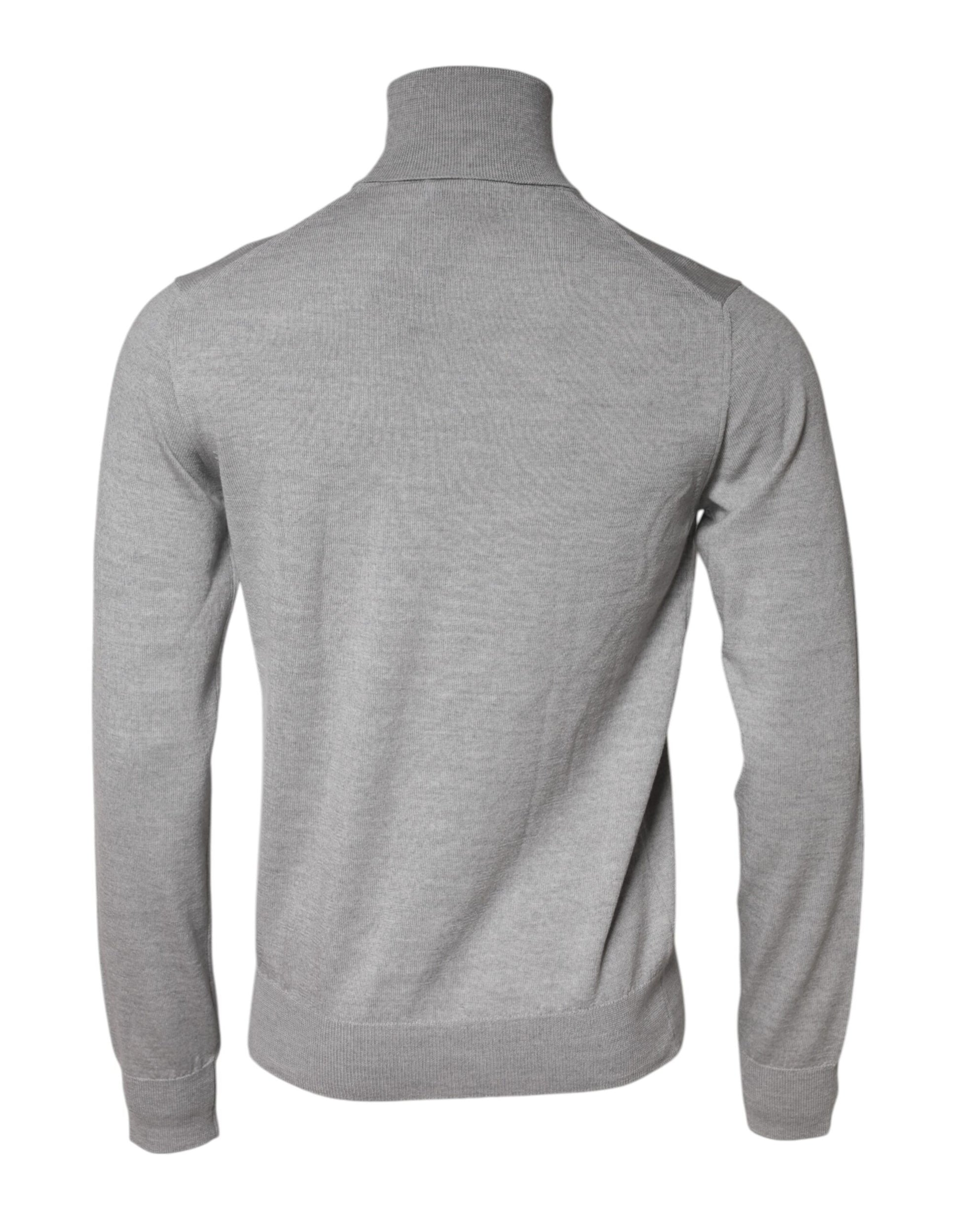 Gray Wool Knitted Men Pullover Sweater