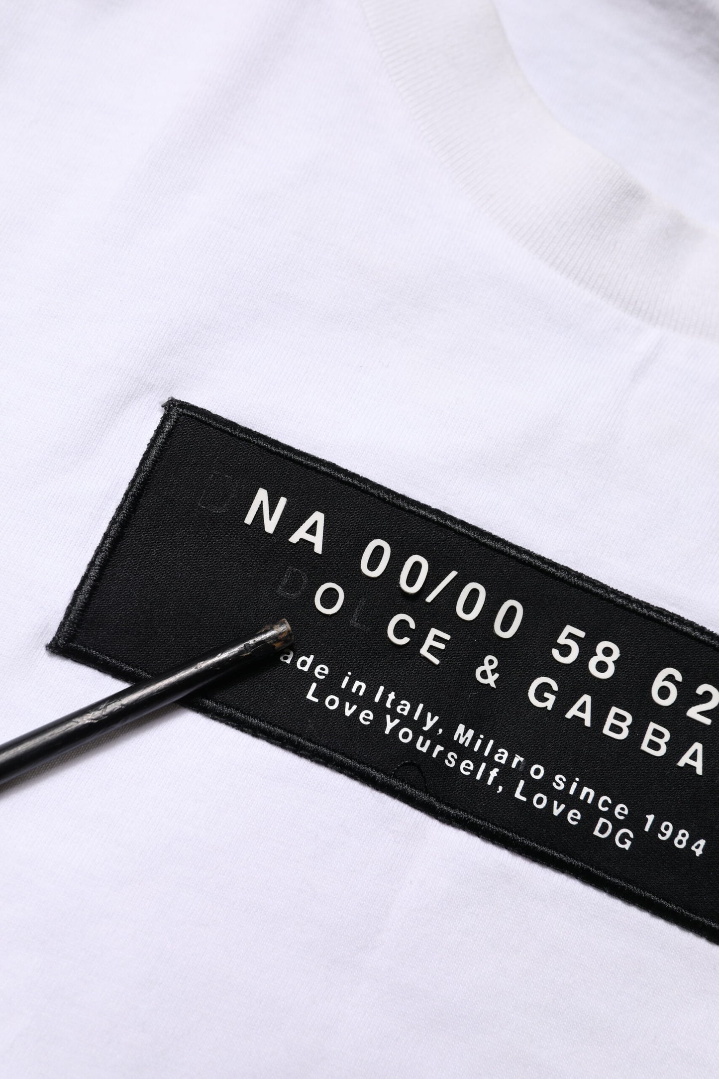 White Cotton Logo Patch Crew Neck T-shirt