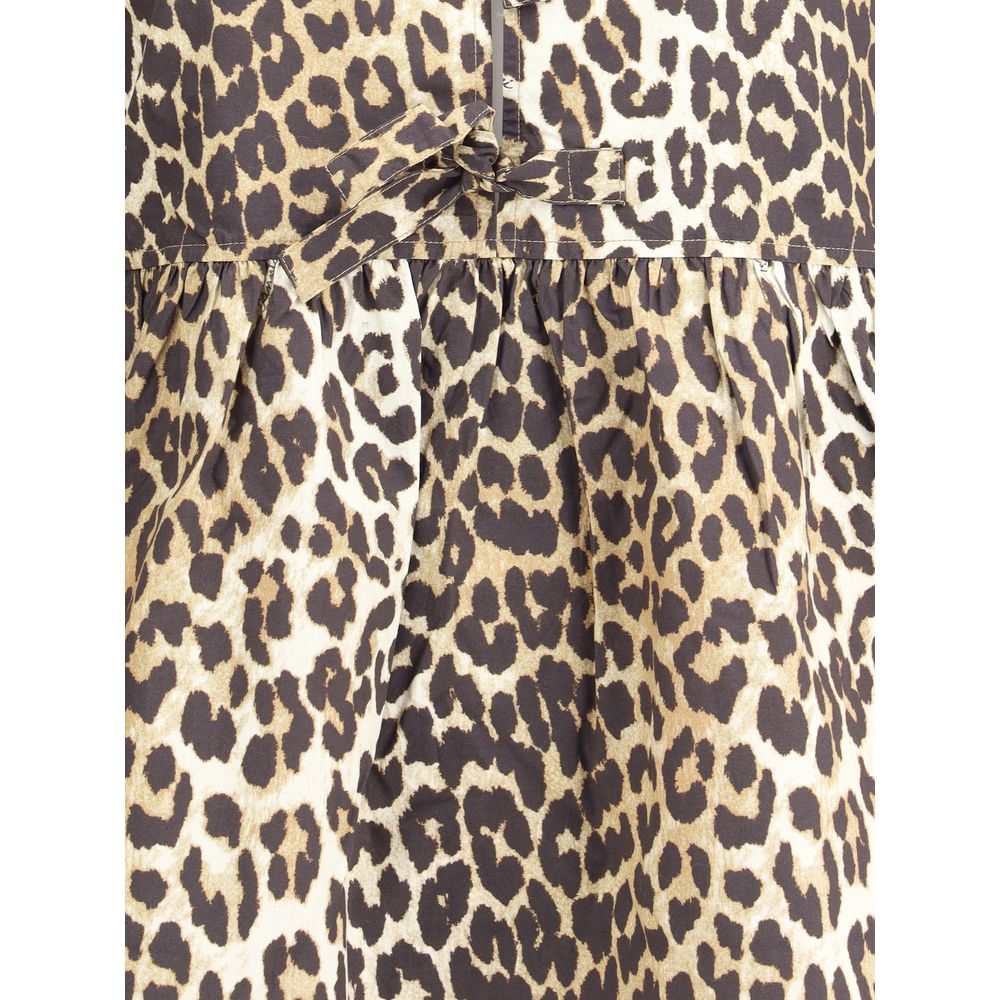 Brown Cotton Casual Dress
