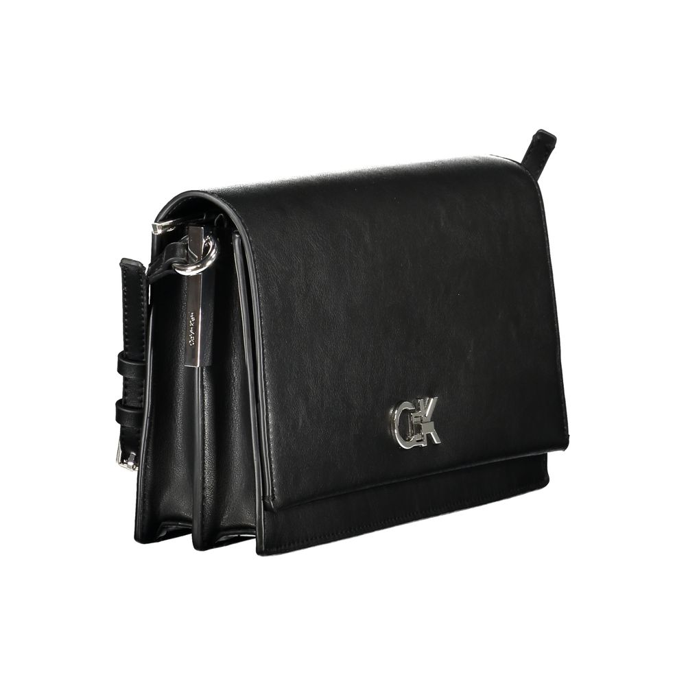 Black Polyester Women Handbag
