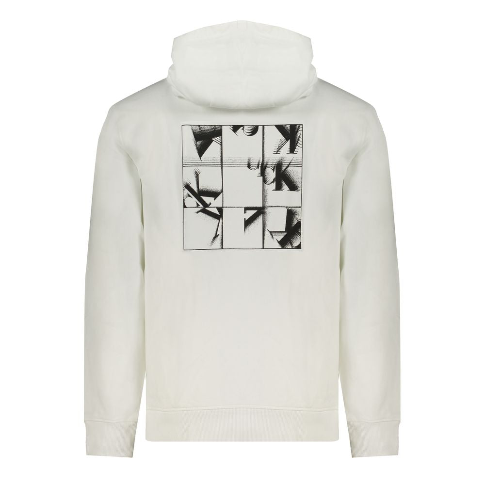 White Cotton Men Sweater with Hood