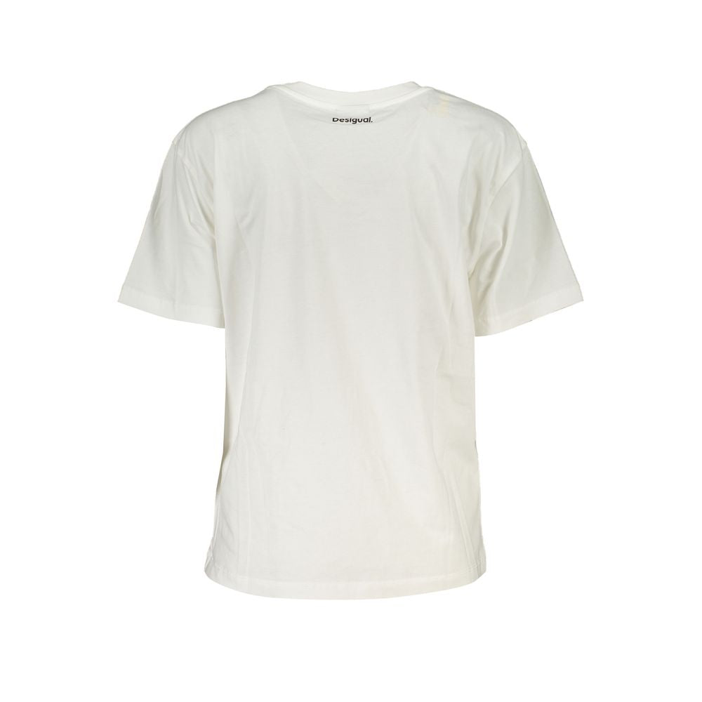 White Cotton Women T-Shirt