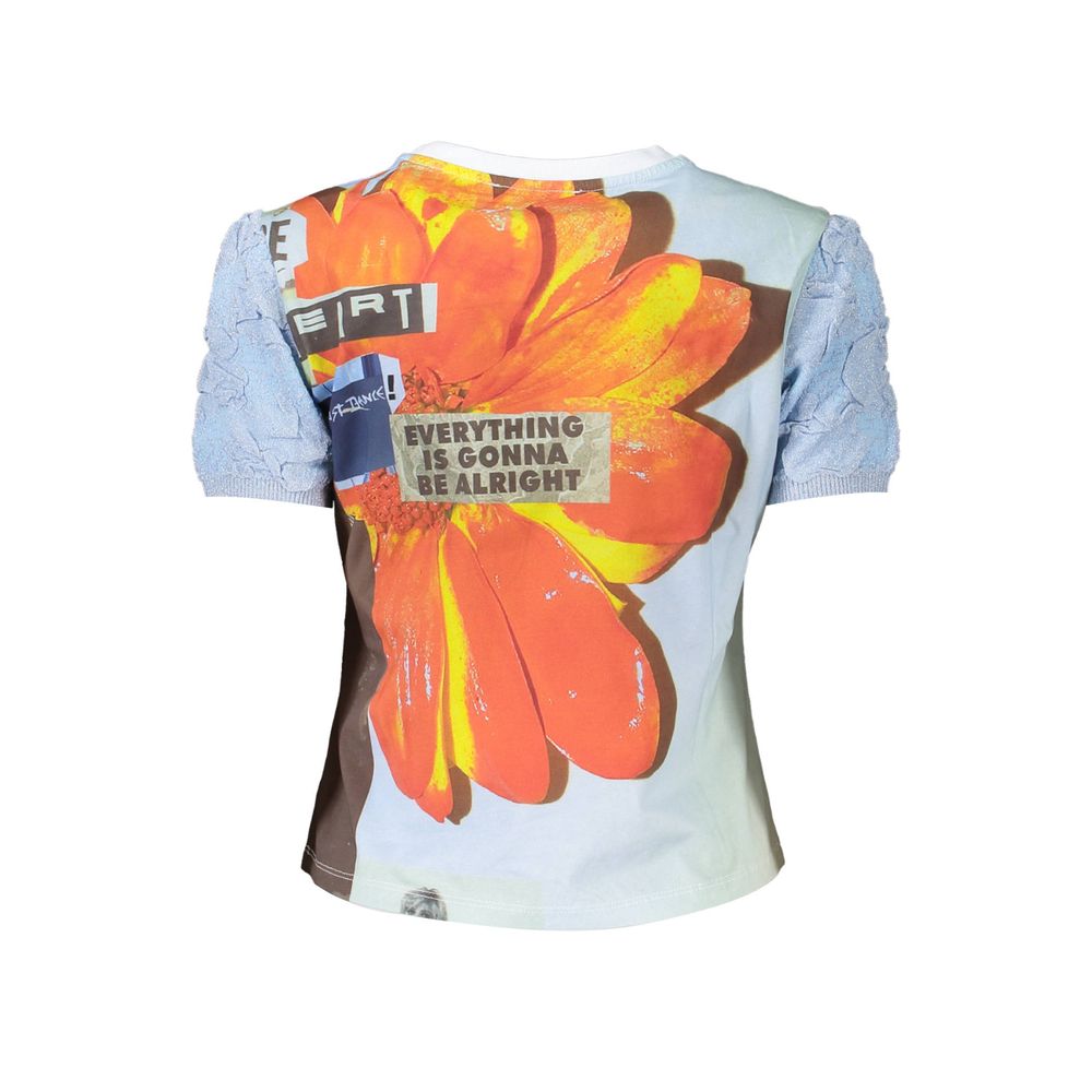 Blue Cotton Women T-Shirt