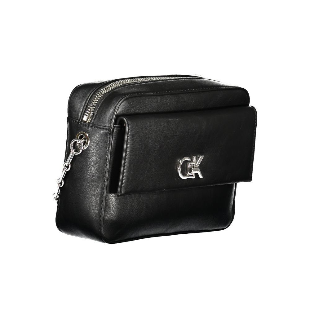 Black Polyester Women Handbag