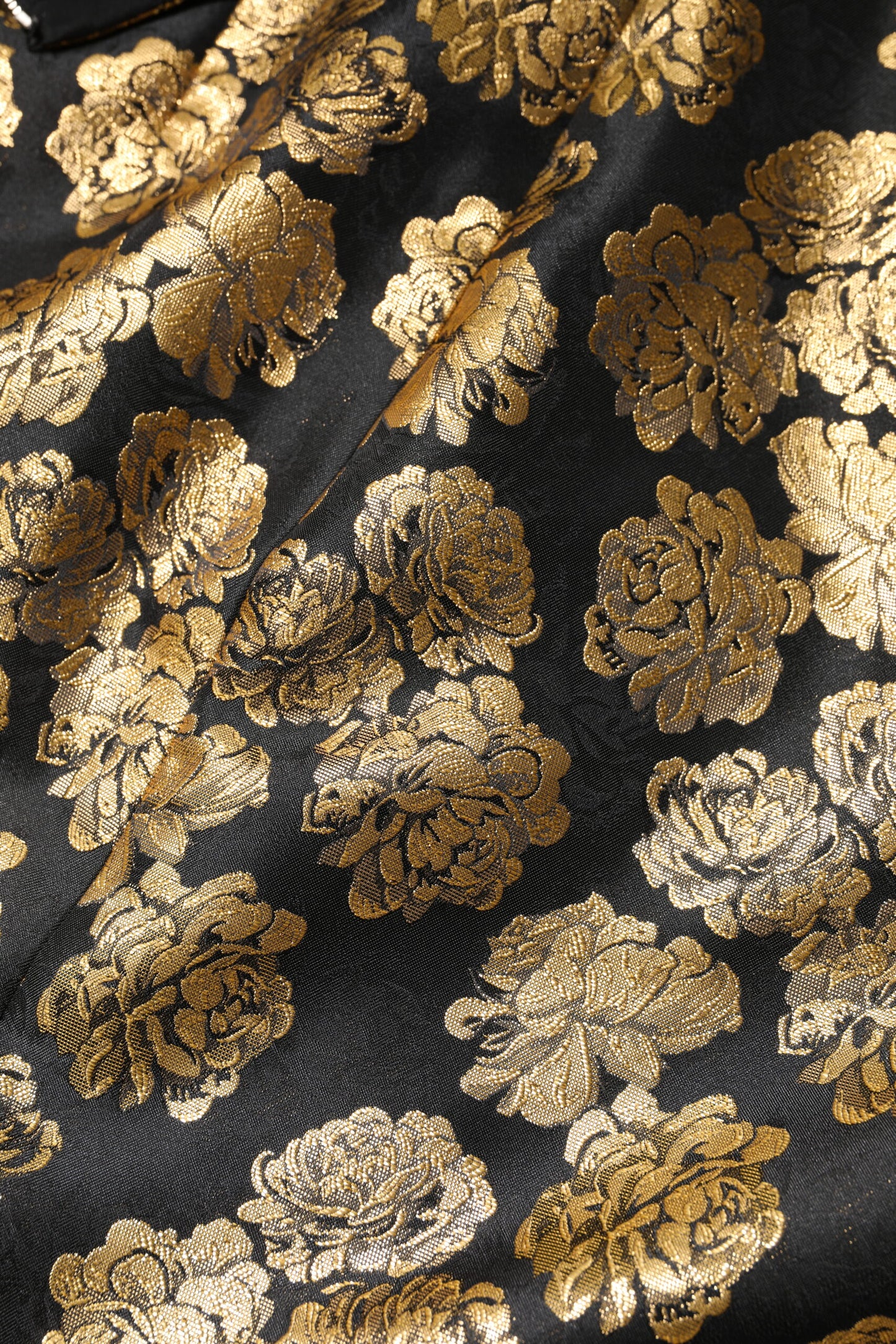 Black Gold Floral Print Jacquard Mini Skirt