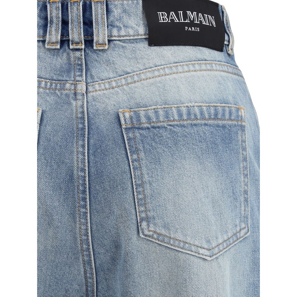 Blue Cotton Flared Jeans
