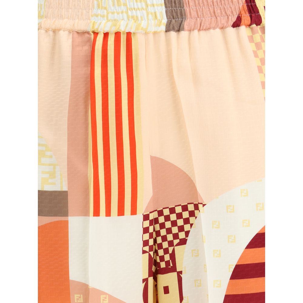 Multicolor Silk Casual Pants