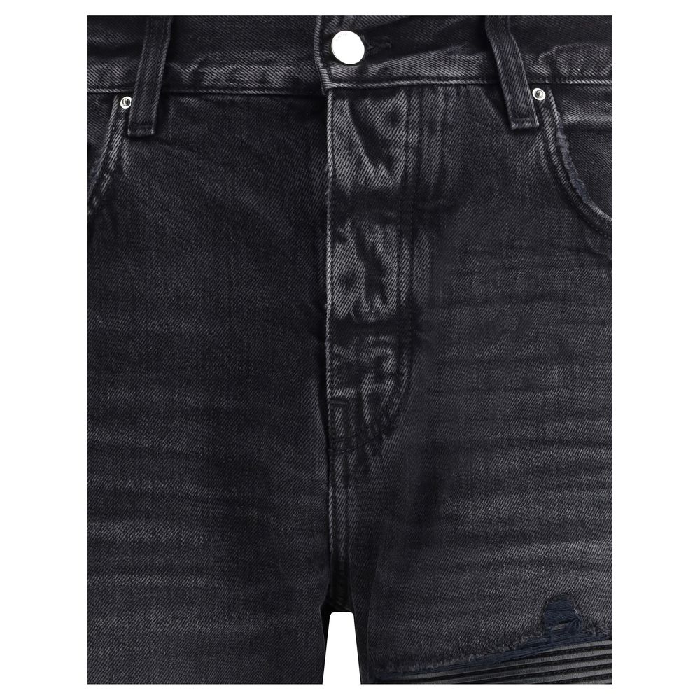 Black Cotton Straight-Leg Jeans