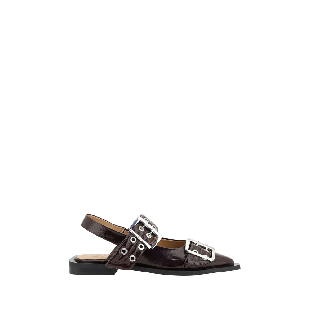 Brown Polyester Ballet Flats