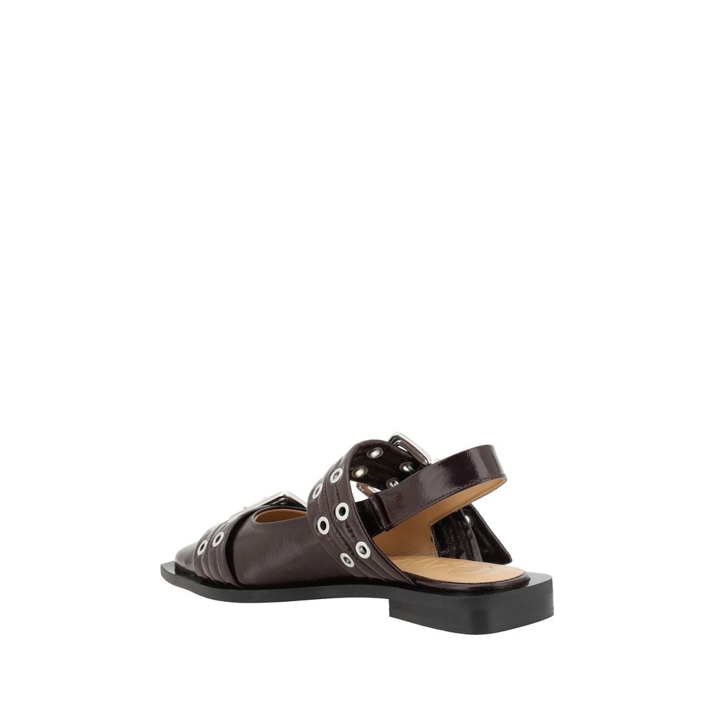 Brown Polyester Ballet Flats