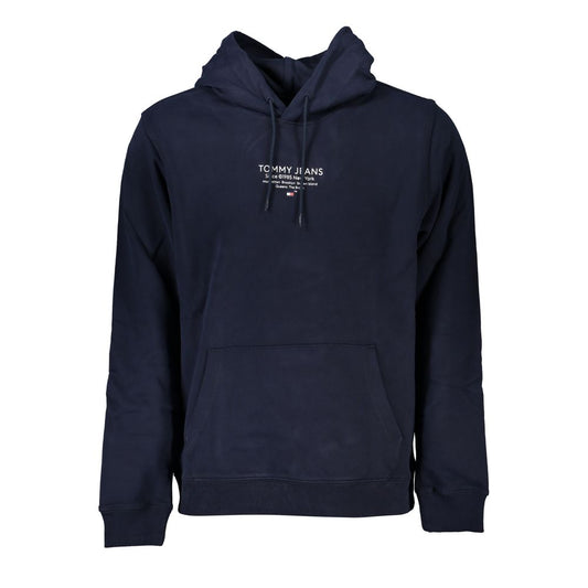 Blue Cotton Men Sweater with Hood