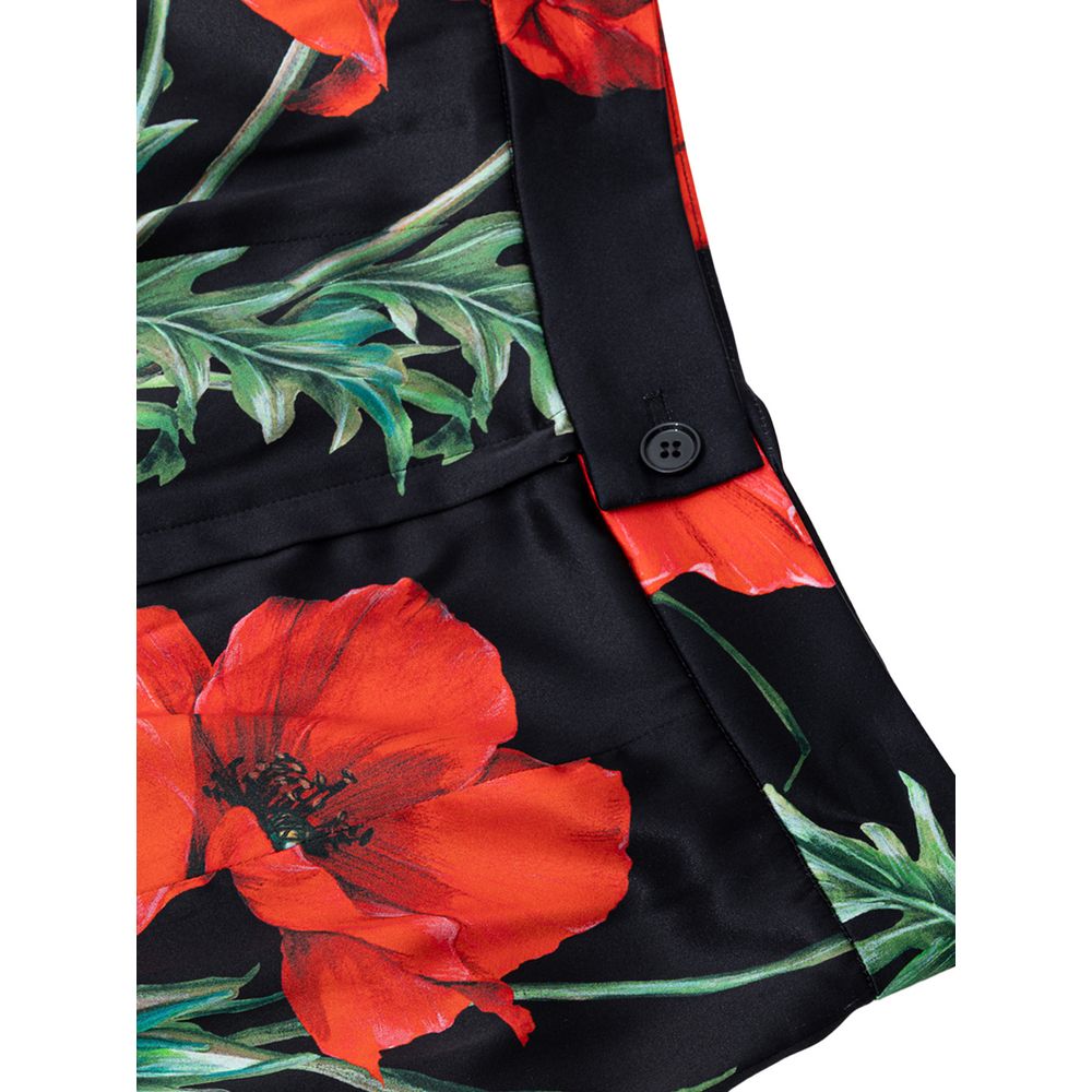 Bicolor Silk Midi Skirt
