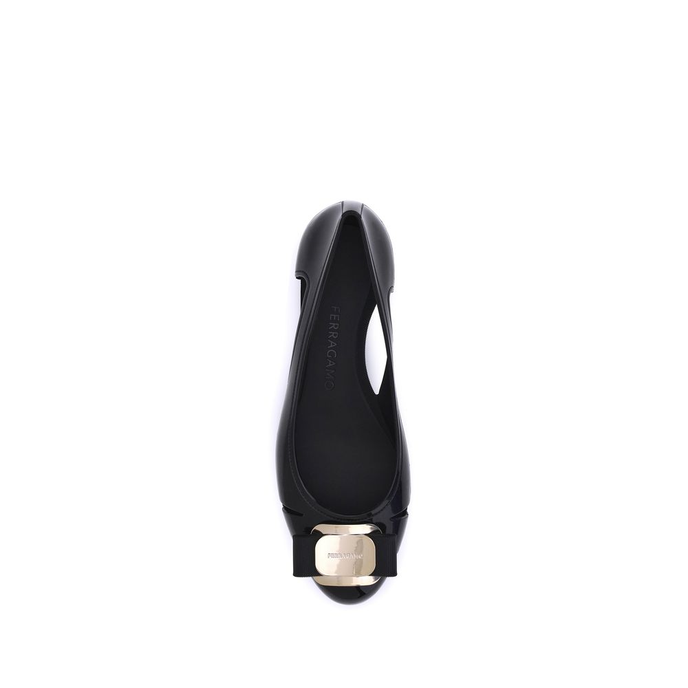 Black Rubber Ballet Flats