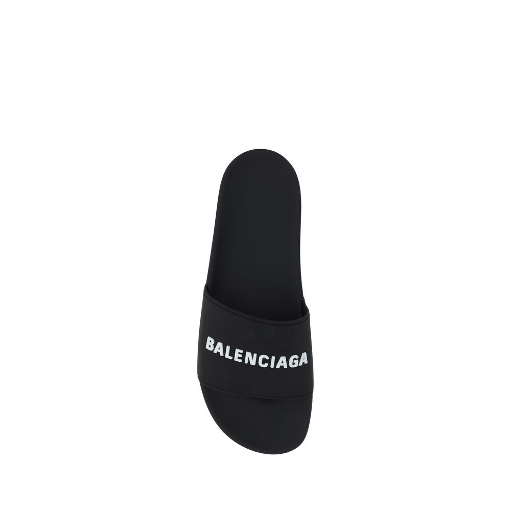 Black Rubber Flat Sandals