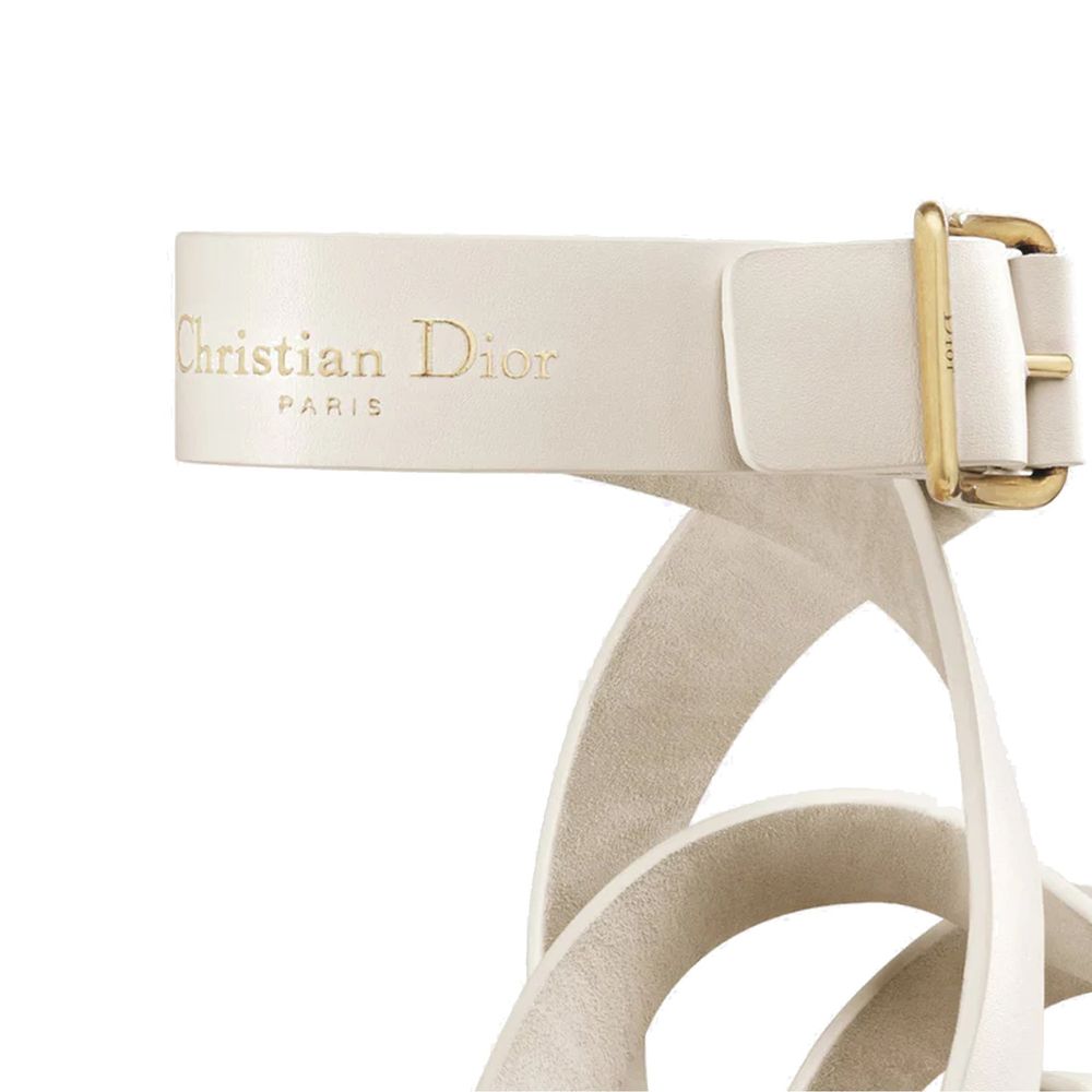 White Calfskin Flat Sandals
